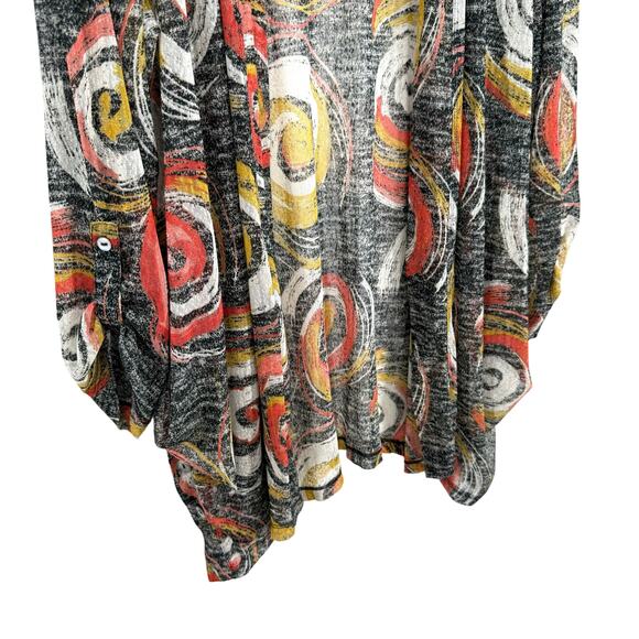 Ali Miles Sz XL Open Front Wearable Art Abstract Blouse Shirt Top Artsy Sheer - Picture 5 of 9